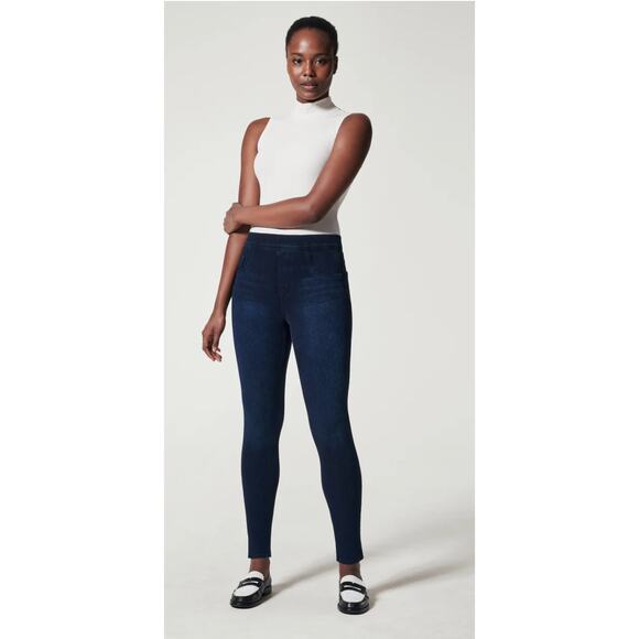 SPANX Women's Jean-ish® Ankle Leggings TWILIGHT RINSE Tummy Shaping sz. L - Picture 1 of 13